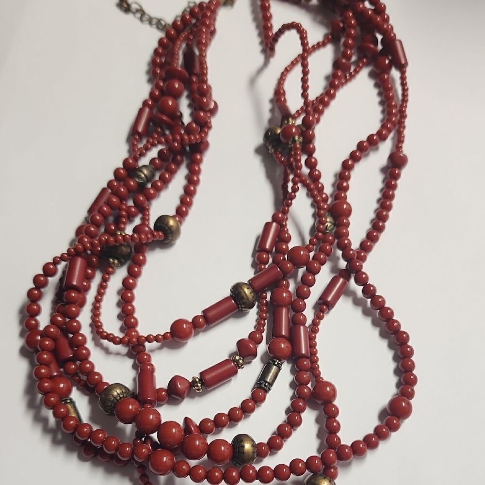 Elegant Premier Designs Red Beaded Necklace
